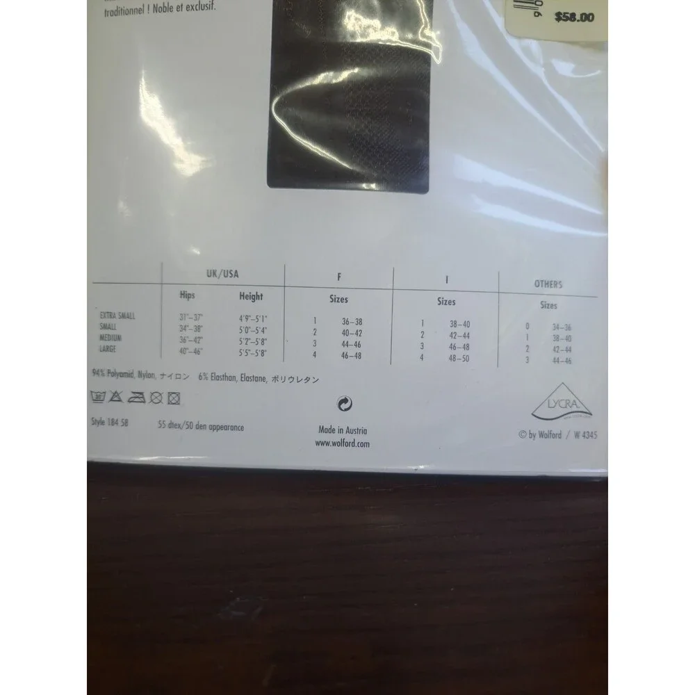 Wolford Nostalgie Tights Peat Womens Size Medium Style 184 58